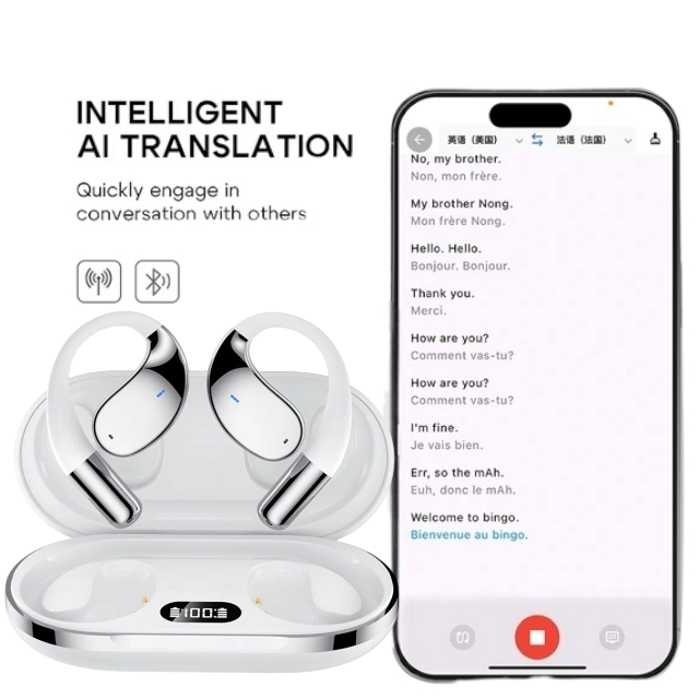 Two Way Translator Earbuds 150+ Languages Real Time Online Translation Earphones