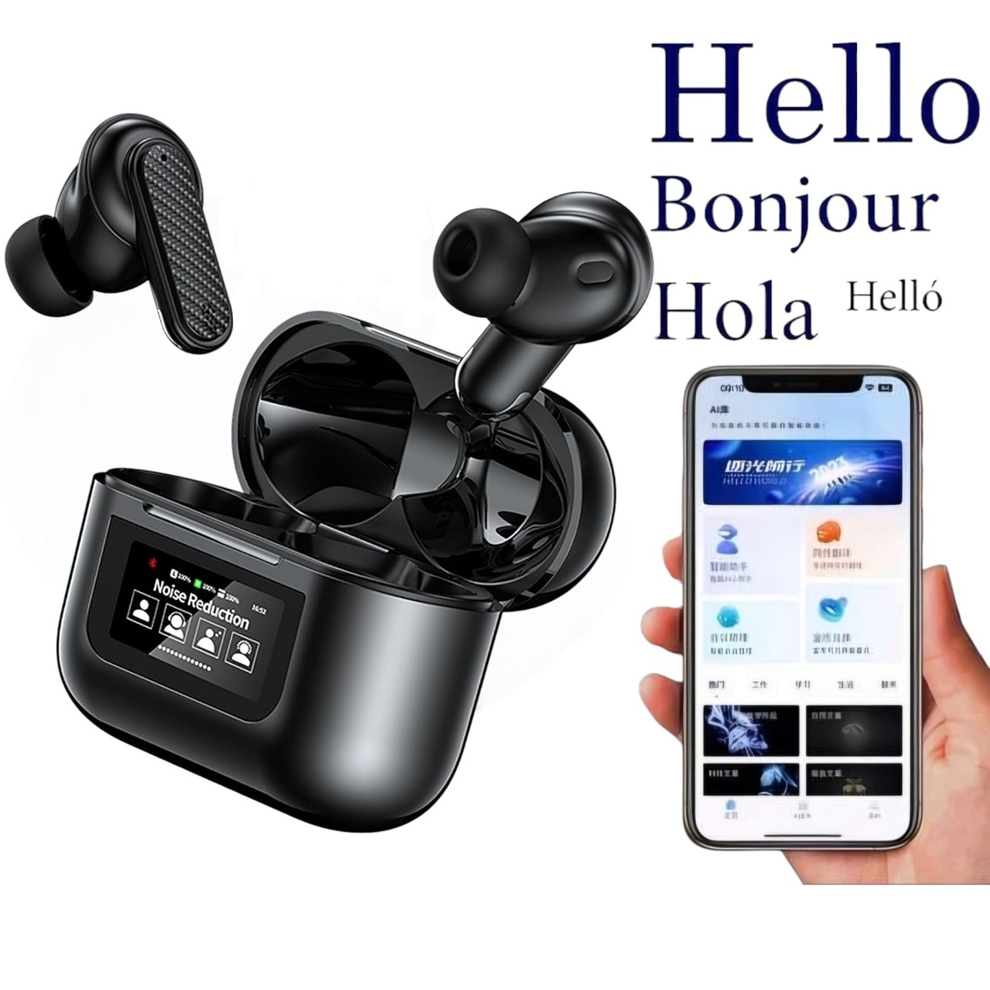 150+ Languages AI Smart Real-Time Translation Earbuds With Touch Screen Earphone