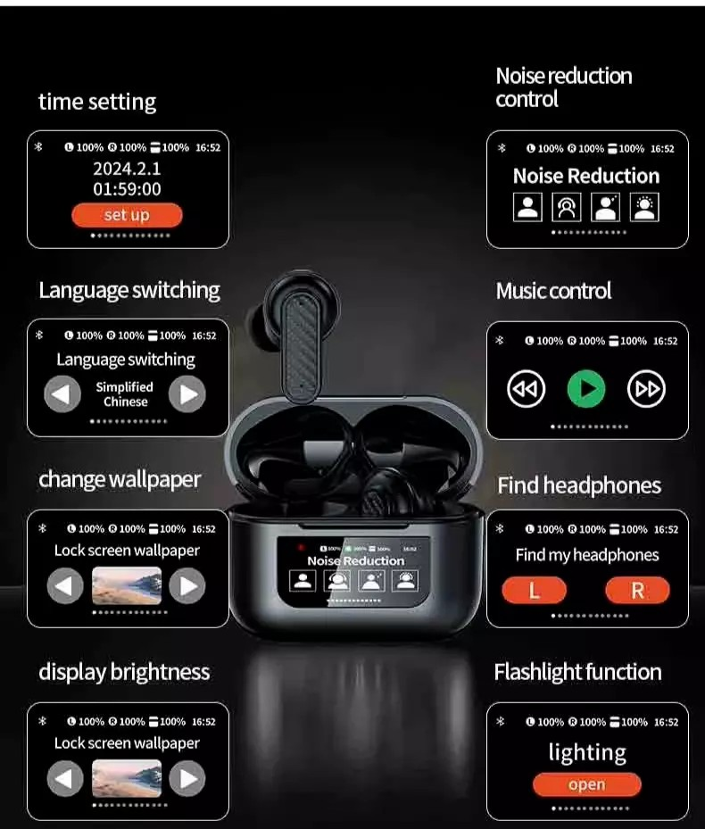 150+ Languages AI Smart Real-Time Translation Earbuds With Touch Screen Earphone